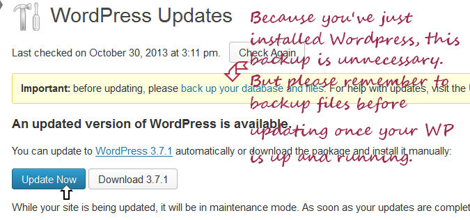 updating WP from within WordPress