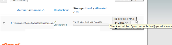 cPanel - check email