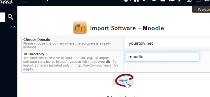 Import via Softaculous in CPanel