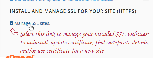 cPanel: Manage SSL sites