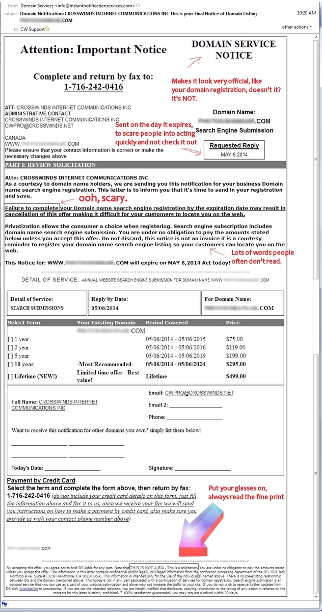 Domain Name Scam Notice