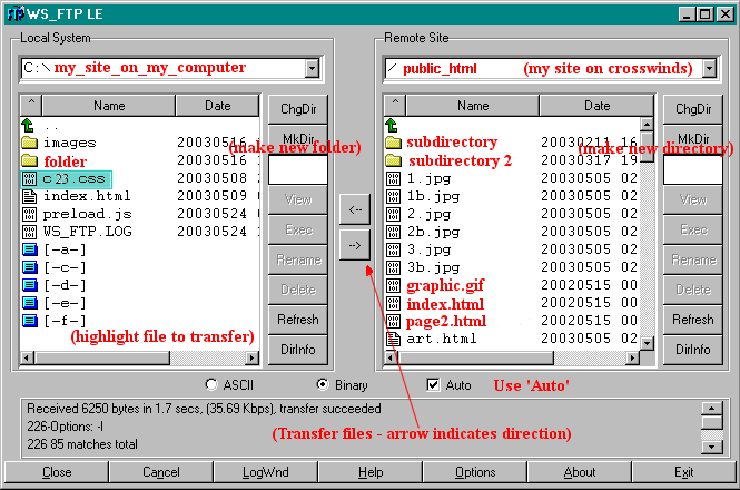 Functions Window with Computer Files and Site Files Functions Window with Computer Files and Site Files