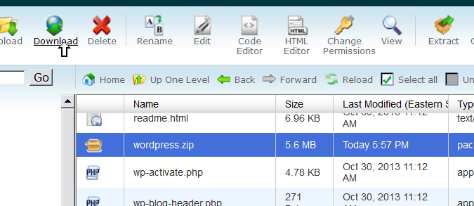 CPanel file manager