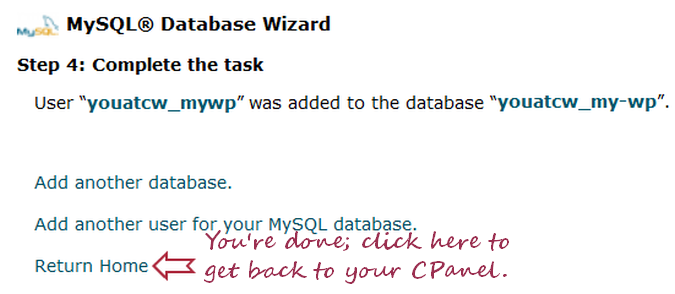 MySQL database wizard