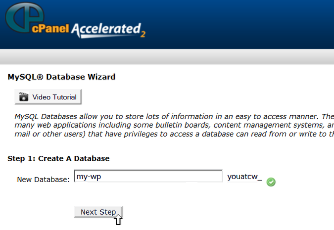 MySQL database wizard