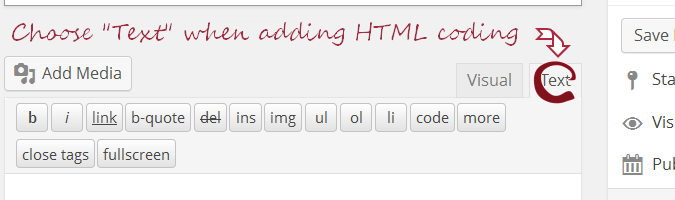 choose [text] when adding HTML coding