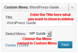 Enter Title for Menu - will show on sidebar