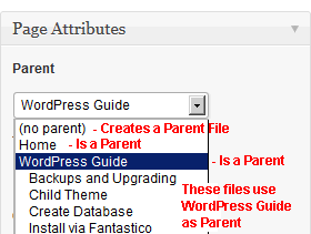 Page Attributes Parent Choice